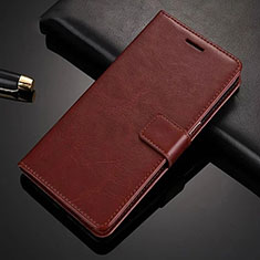 Leather Case Stands Flip Cover Holder for Huawei Nova 6 5G Brown