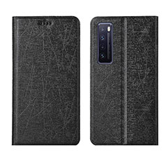 Leather Case Stands Flip Cover Holder for Huawei Nova 7 5G Black
