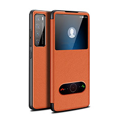 Leather Case Stands Flip Cover Holder for Huawei Nova 7 Pro 5G Orange