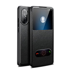 Leather Case Stands Flip Cover Holder for Huawei Nova 8 5G Black