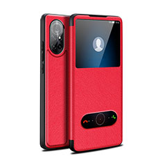 Leather Case Stands Flip Cover Holder for Huawei Nova 8 5G Red