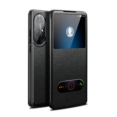 Leather Case Stands Flip Cover Holder for Huawei Nova 8 Pro 5G Black