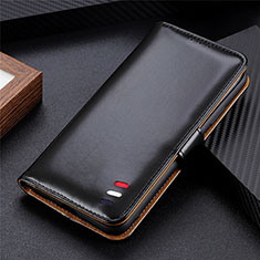 Leather Case Stands Flip Cover Holder for Huawei P Smart (2021) Black