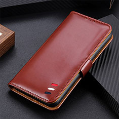 Leather Case Stands Flip Cover Holder for Huawei P Smart (2021) Brown