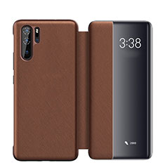 Leather Case Stands Flip Cover Holder for Huawei P30 Pro New Edition Brown
