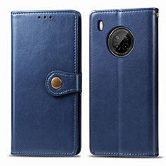 Leather Case Stands Flip Cover Holder for Huawei Y9a Blue
