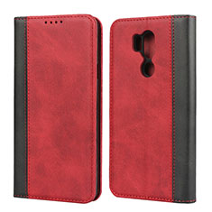 Leather Case Stands Flip Cover Holder for LG G7 Red