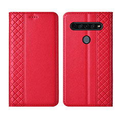 Leather Case Stands Flip Cover Holder for LG K41S Red