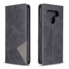 Leather Case Stands Flip Cover Holder for LG K51 Black