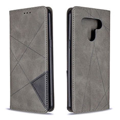 Leather Case Stands Flip Cover Holder for LG K51 Gray