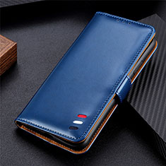 Leather Case Stands Flip Cover Holder for LG Q52 Blue