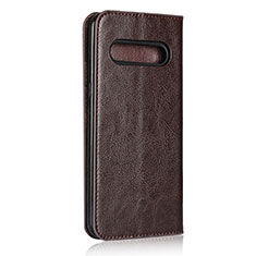Leather Case Stands Flip Cover Holder for LG V60 ThinQ 5G Brown