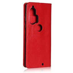 Leather Case Stands Flip Cover Holder for Motorola Moto Edge Plus Red