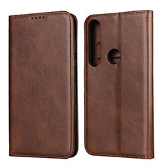 Leather Case Stands Flip Cover Holder for Motorola Moto G8 Plus Brown