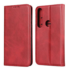 Leather Case Stands Flip Cover Holder for Motorola Moto G8 Plus Red