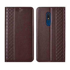 Leather Case Stands Flip Cover Holder for Nokia C3 Brown