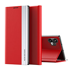Leather Case Stands Flip Cover Holder for Nothing Phone 1 Red