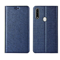 Leather Case Stands Flip Cover Holder for Oppo A31 Blue