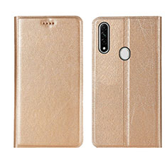 Leather Case Stands Flip Cover Holder for Oppo A31 Gold