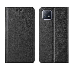 Leather Case Stands Flip Cover Holder for Oppo A53 5G Black