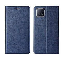 Leather Case Stands Flip Cover Holder for Oppo A73 5G Blue