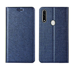 Leather Case Stands Flip Cover Holder for Oppo A8 Blue