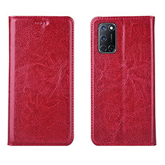 Leather Case Stands Flip Cover Holder for Oppo A92 Red