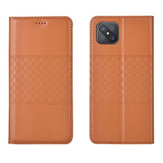 Leather Case Stands Flip Cover Holder for Oppo A92s 5G Orange