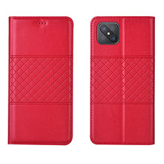 Leather Case Stands Flip Cover Holder for Oppo A92s 5G Red