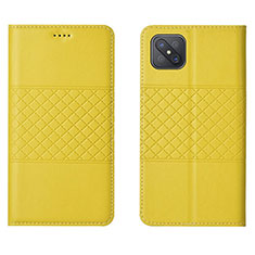 Leather Case Stands Flip Cover Holder for Oppo A92s 5G Yellow