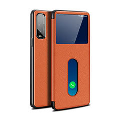 Leather Case Stands Flip Cover Holder for Oppo Find X2 Orange