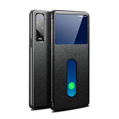 Leather Case Stands Flip Cover Holder for Oppo Find X2 Pro Black