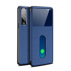 Leather Case Stands Flip Cover Holder for Oppo Find X2 Pro Blue
