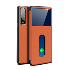 Leather Case Stands Flip Cover Holder for Oppo Find X2 Pro Orange