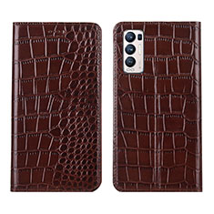 Leather Case Stands Flip Cover Holder for Oppo Find X3 Neo 5G Brown