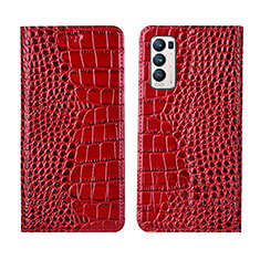 Leather Case Stands Flip Cover Holder for Oppo Find X3 Neo 5G Red