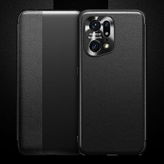 Leather Case Stands Flip Cover Holder for Oppo Find X5 Pro 5G Black