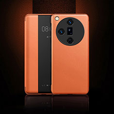 Leather Case Stands Flip Cover Holder for Oppo Find X7 5G Orange