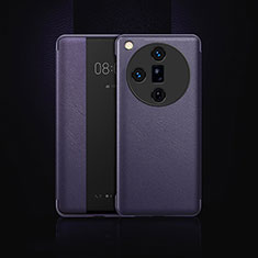 Leather Case Stands Flip Cover Holder for Oppo Find X7 5G Purple