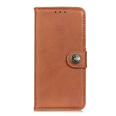 Leather Case Stands Flip Cover Holder for Oppo Reno4 Lite Light Brown