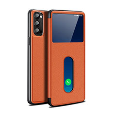 Leather Case Stands Flip Cover Holder for Oppo Reno4 Pro 5G Orange