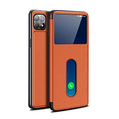 Leather Case Stands Flip Cover Holder for Oppo Reno4 SE 5G Orange
