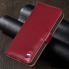 Leather Case Stands Flip Cover Holder for Realme 5 Red Wine