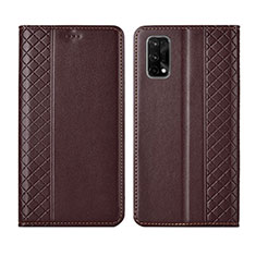 Leather Case Stands Flip Cover Holder for Realme V15 5G Brown