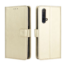Leather Case Stands Flip Cover Holder for Realme X3 Gold