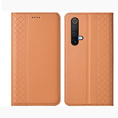 Leather Case Stands Flip Cover Holder for Realme X3 SuperZoom Orange