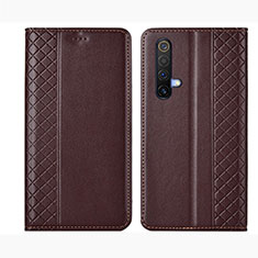 Leather Case Stands Flip Cover Holder for Realme X50t 5G Brown