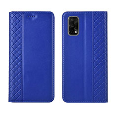 Leather Case Stands Flip Cover Holder for Realme X7 5G Blue