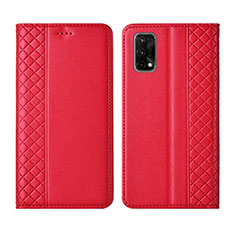 Leather Case Stands Flip Cover Holder for Realme X7 5G Red