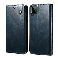 Leather Case Stands Flip Cover Holder for Samsung Galaxy A12 Blue